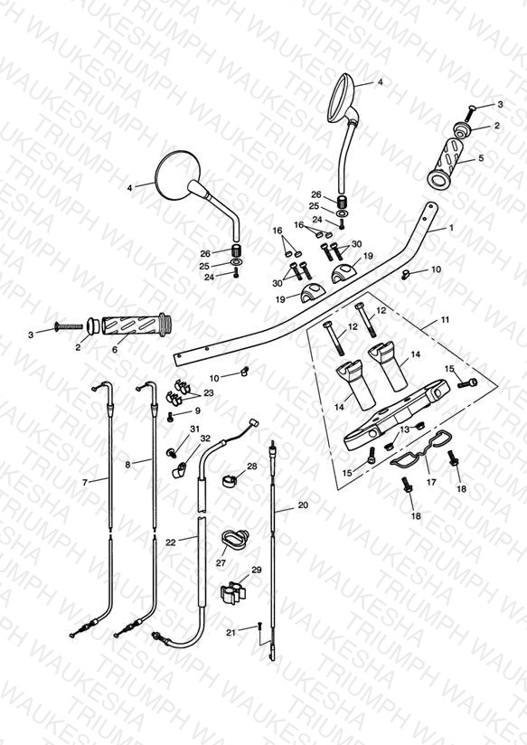 Handlebars, Top Yoke, Cables & Mirrors > 469050