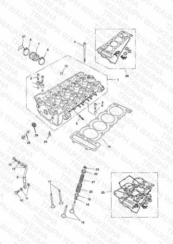 Cylinder Head and Valves 4 Cylinder Black