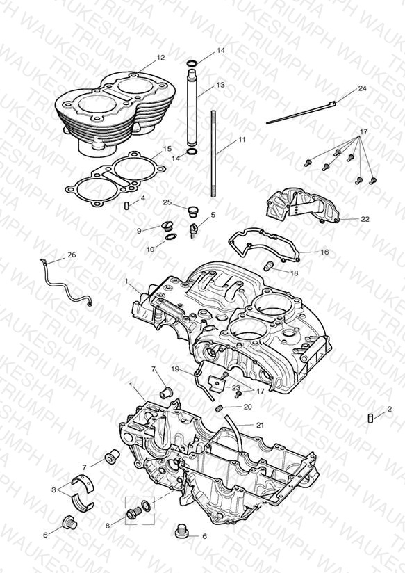 Crankcase & Fittings from Eng No 221607