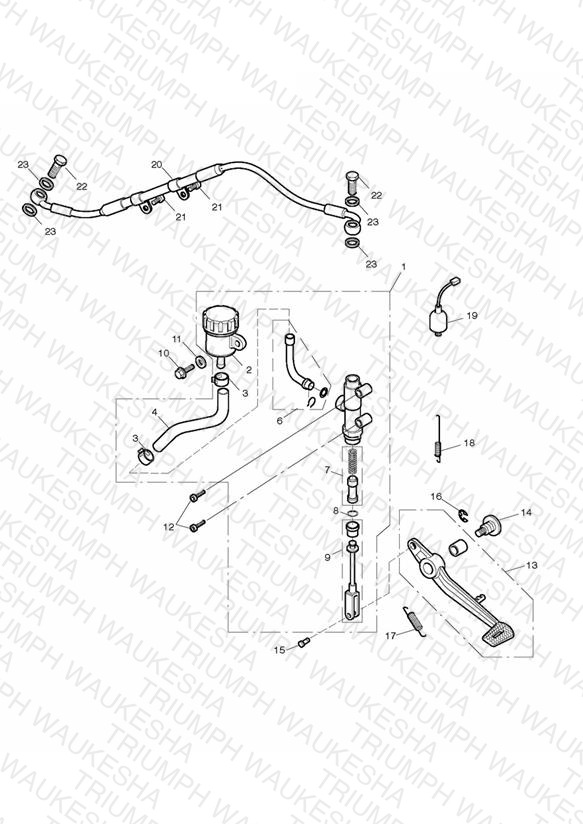 Rear Brake Master Cylinder, Reservoir & Pedal