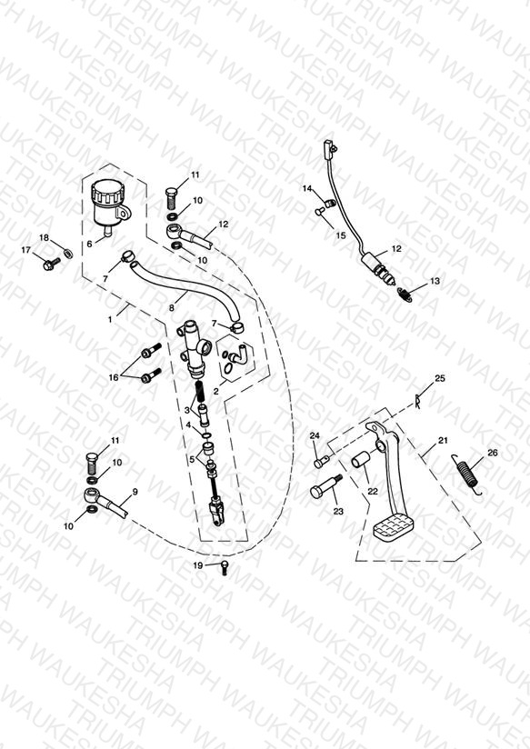 Rear Brake Master Cylinder, Reservoir & Pedal