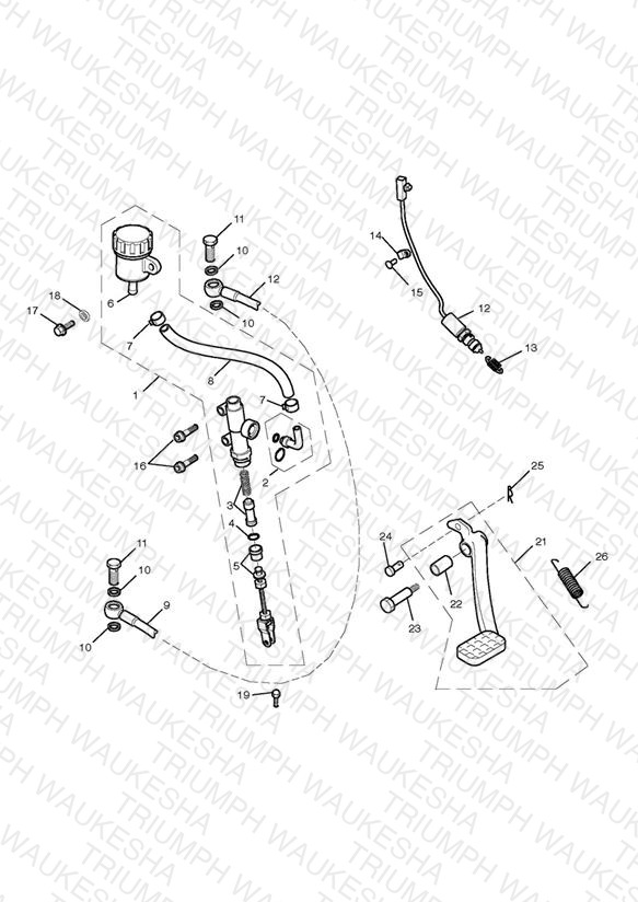 Rear Brake Master Cylinder, Reservoir & Pedal