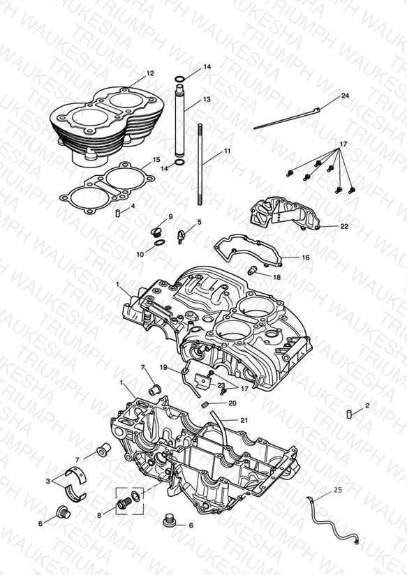 Crankcase & Fittings from Eng No 221609 (Except Eng No's 229407 to 230164)