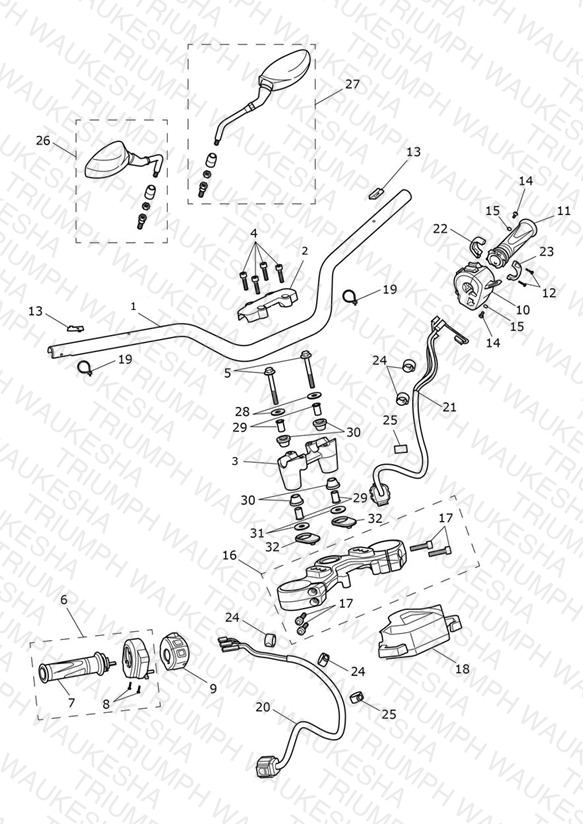 Handlebars, Top Yoke & Mirrors