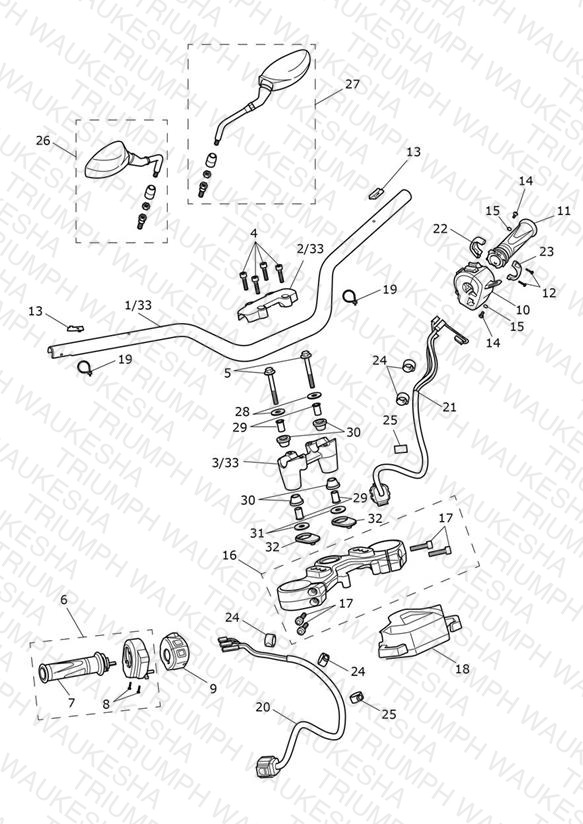 Handlebars, Top Yoke & Mirrors