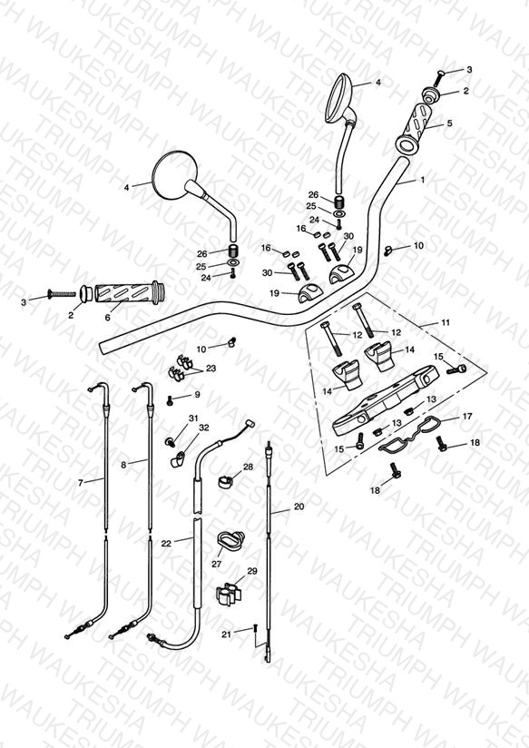 Handlebars, Top Yoke, Cables & Mirrors > 468390
